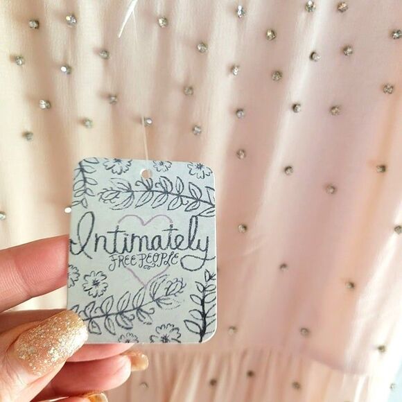 Free People Womens Dress Peach L Rhinestone Strappy Long Maxi Dress New - Picture 4 of 11